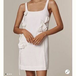 Anthropologie Farm Rio 3D Floral Rosette Linen Mini Dress